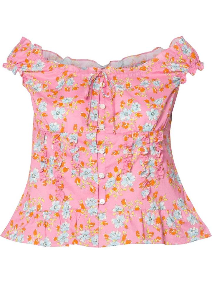Ines De La Fressange - Floral Print Top - Women - Cotton - 40, Pink/purple, Cotton