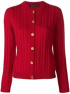 Versace Cable-knit Slim Cardigan - Red