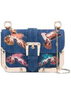 Red Valentino Embroidered Bird Shoulder Bag, Women's, Blue, Cotton