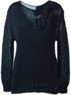 Twin-set Collar Ruffled Detail Blouse, Women's, Size: Xl, Blue, Polyamide/viscose/mohair/wool