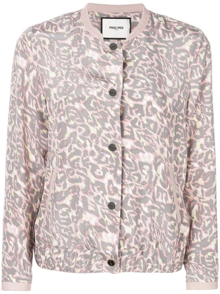 Max & Moi Leopard Print Bomber Jacket - Pink