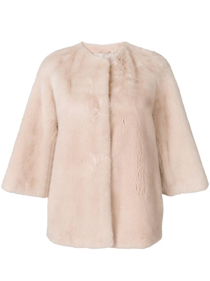 Yves Salomon Short Fur Jacket - Pink & Purple