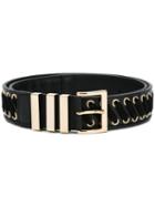 Balmain - Buckled Belt - Men - Calf Leather/suede - 100, Black, Calf Leather/suede