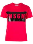 Msgm Front Logo T-shirt, Women's, Size: Medium, Red, Cotton