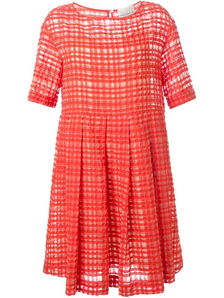 Erika Cavallini Sheer Check Flared Dress