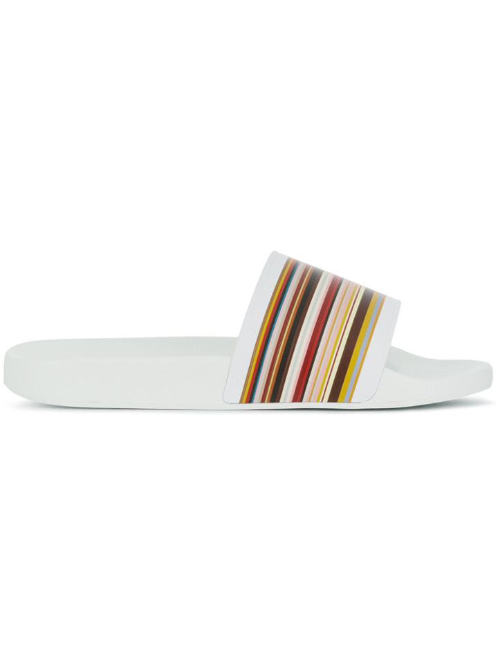 Paul Smith Signature Stripe Sliders - White