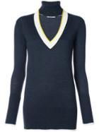 Tome - Open V Neck Knitted Top - Women - Wool - Xl, Blue, Wool
