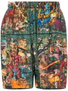 Edward Crutchley Action Hero Print Relaxed Fit Silk Track Shorts -