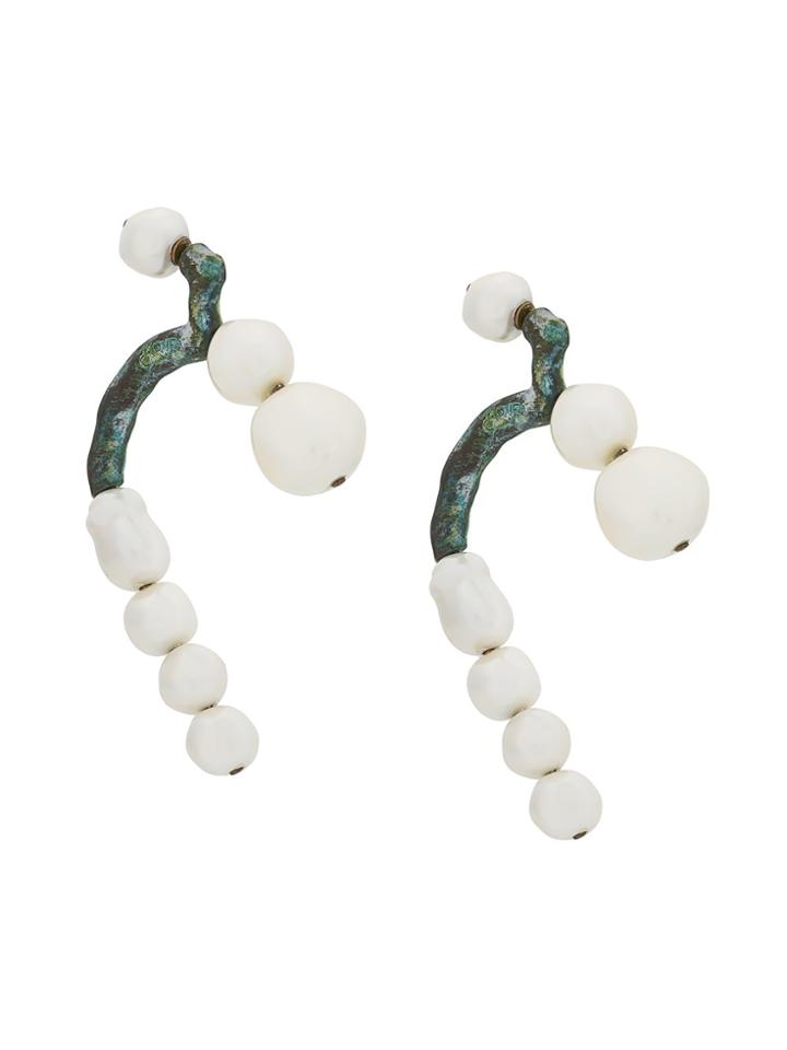 Carven Branch Earrings - White
