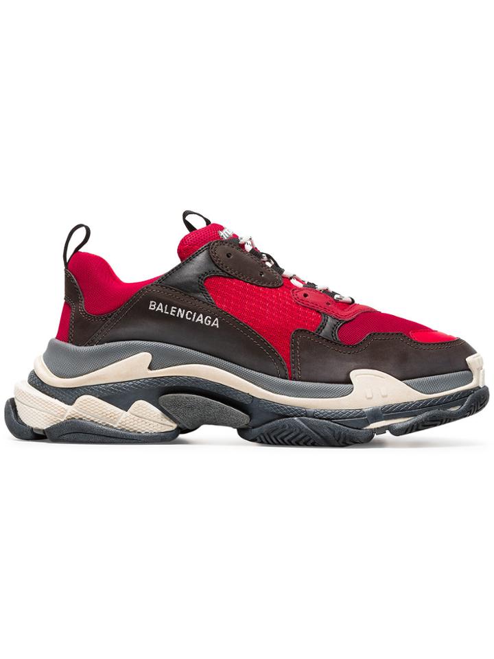 Balenciaga Black And Red Triple S Sneakers
