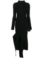 Off-white Asymmetric Turtleneck Knitted Dress - Black