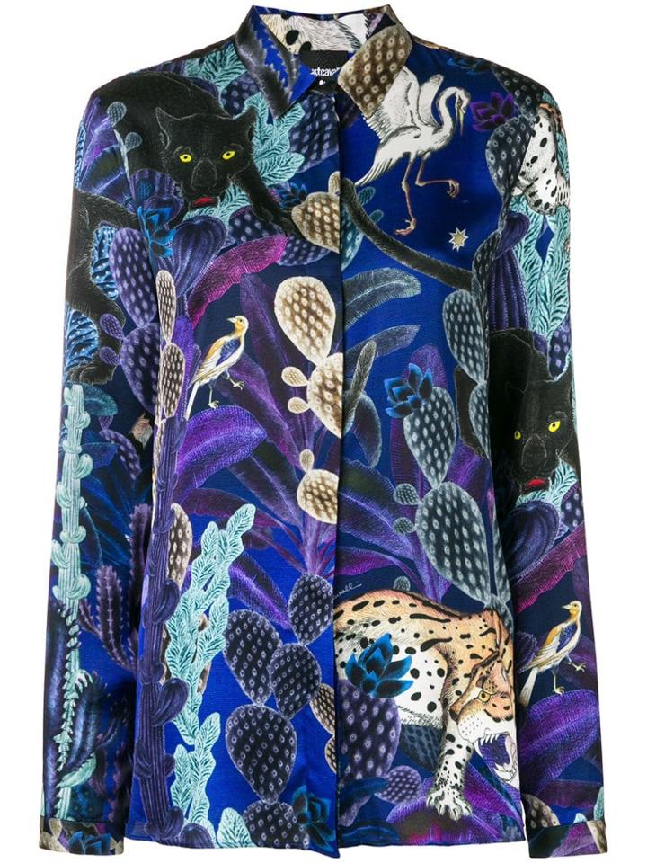 Just Cavalli Night Jungle Print Shirt - Blue