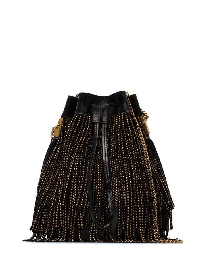 Saint Laurent Small Talitha Fringe Bucket Bag - Black