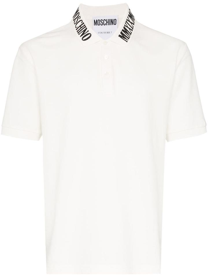 Moschino Logo-collar Polo Shirt - White