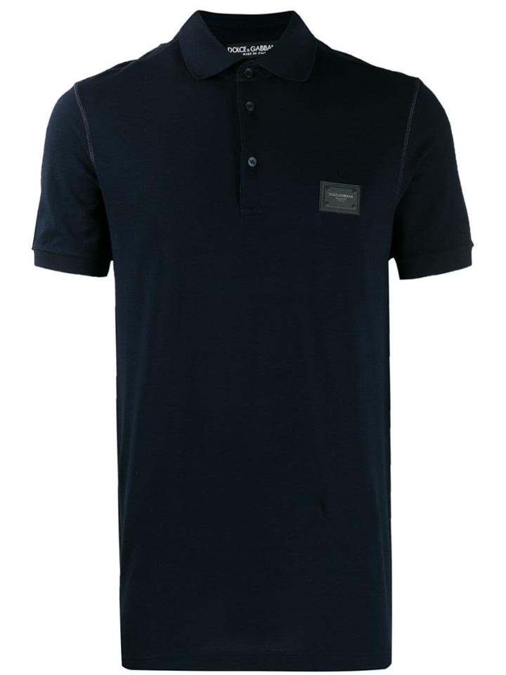 Dolce & Gabbana Logo Patch Polo Shirt - Blue