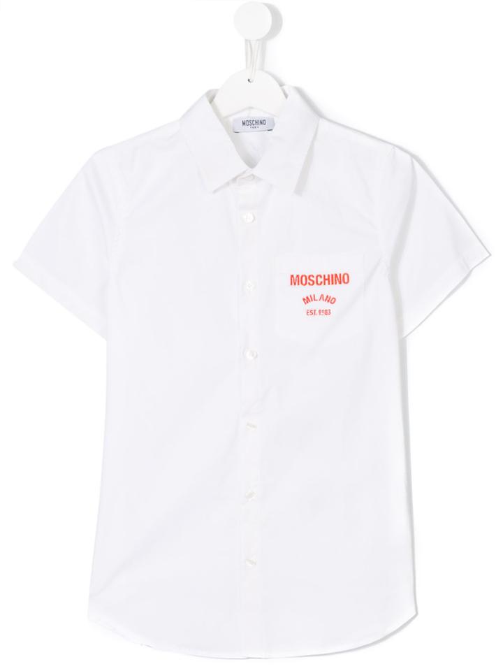 Moschino Kids Logo Printed Polo Shirt - White