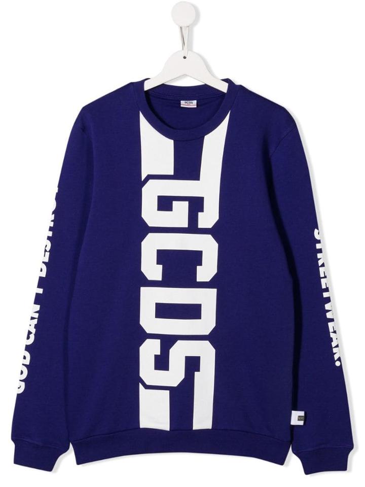 Gcds Kids Teen Logo Print Sweatshirt - Purple