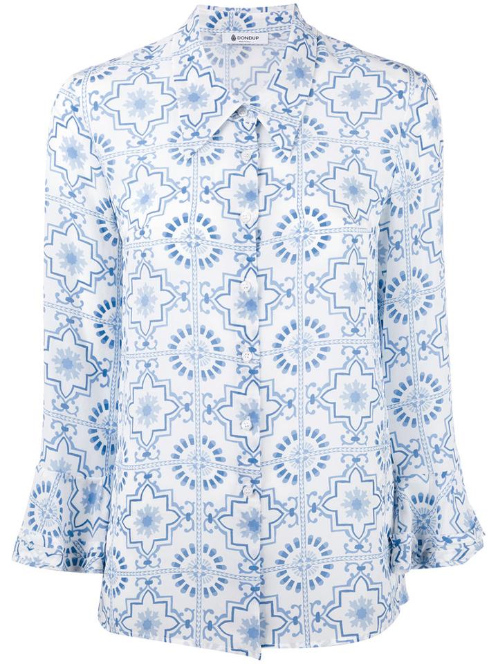 Dondup Printed Shirt, Women's, Size: 44, White, Silk