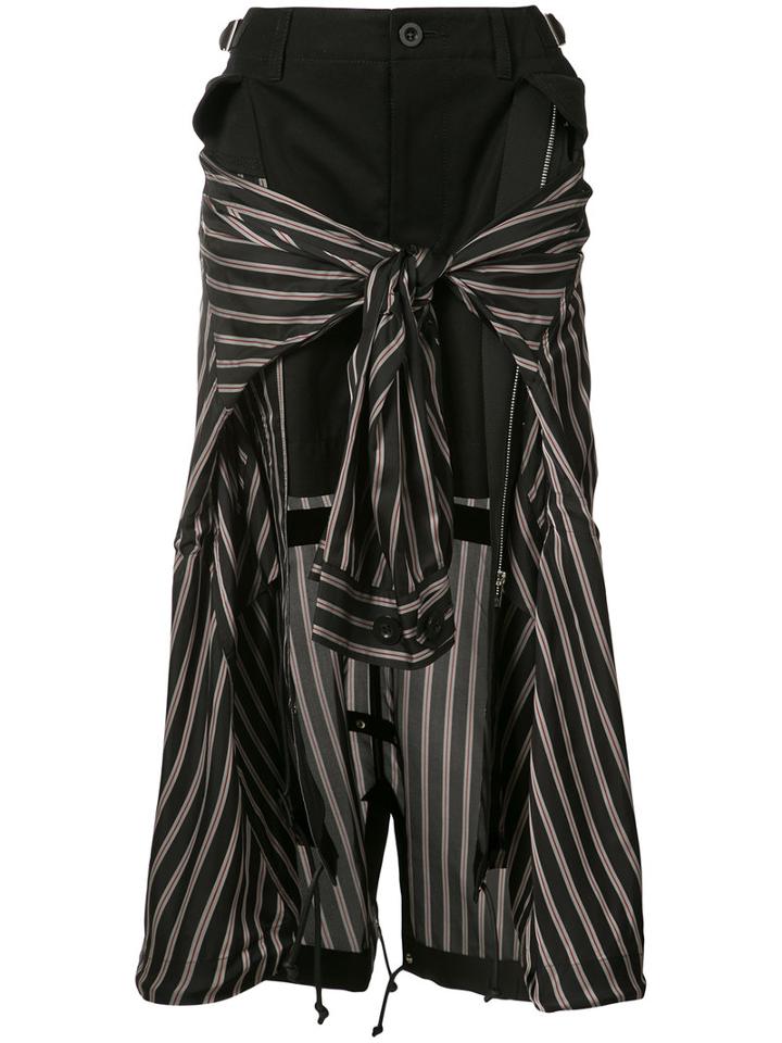 Sacai - Striped Shirt Insert Skirt - Women - Cotton/leather/cupro - 4, Black, Cotton/leather/cupro