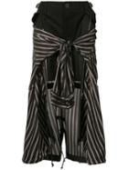 Sacai - Striped Shirt Insert Skirt - Women - Cotton/leather/cupro - 4, Black, Cotton/leather/cupro