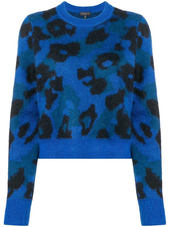 Rag & Bone Cow Pattern Knitted Sweatshirt - Blue
