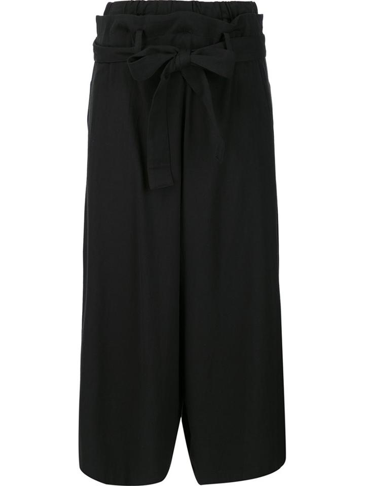 Y's Elasticated Wide Leg Trousers, Women's, Size: 2, Black, Polyurethane/rayon/wool