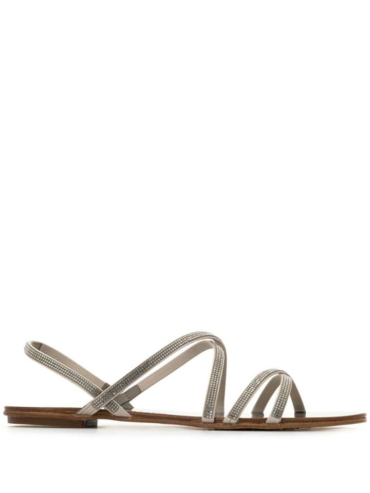 Pedro Garcia Silver Strappy Sandals