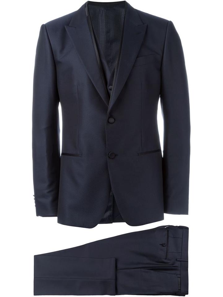 Dolce & Gabbana Three Piece Suit, Men's, Size: 48, Blue, Silk/polyester/acetate/virgin Wool