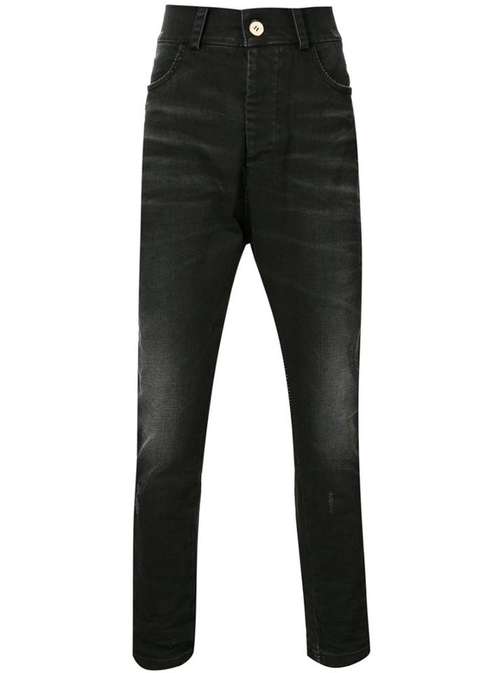 10sei0otto Stonewashed Jeans, Men's, Size: Xxl, Black, Cotton/spandex/elastane