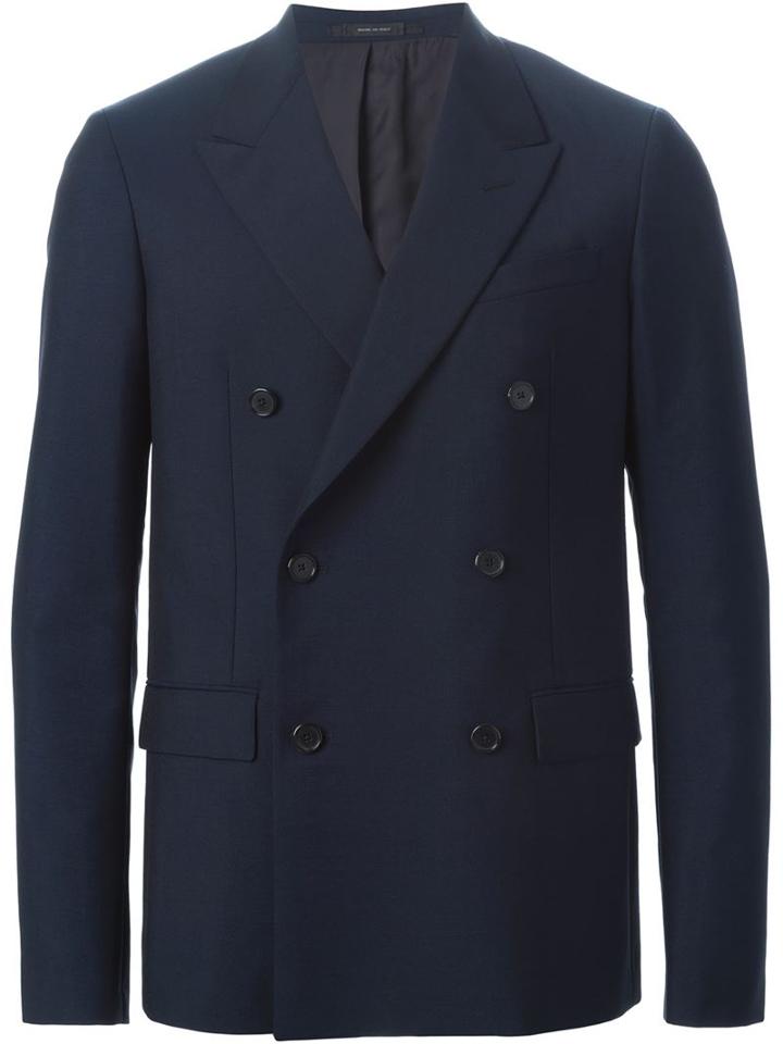 Jil Sander Double Breasted Blazer, Men's, Size: 50, Blue, Cotton/cupro/mohair/wool