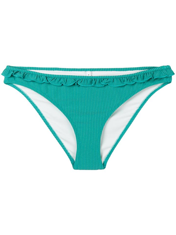 Solid & Striped Ruffle Trim Bikini Bottoms - Green