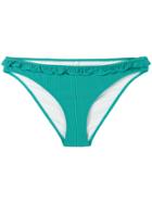 Solid & Striped Ruffle Trim Bikini Bottoms - Green