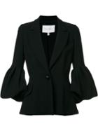 Carolina Herrera Puffed Sleeve Jacket, Women's, Size: 8, Black, Cotton/virgin Wool