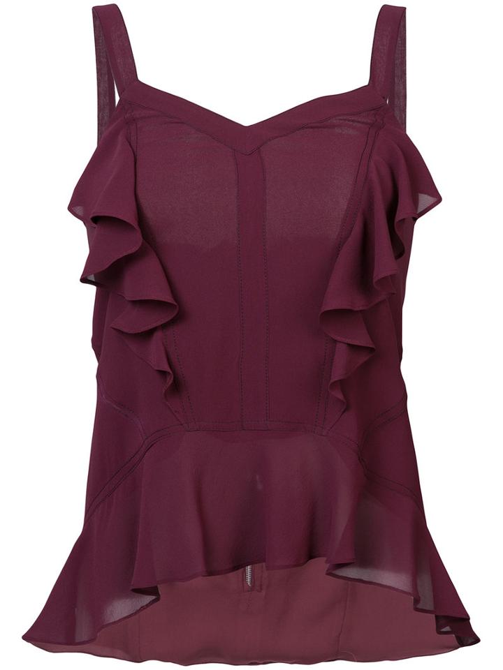 Derek Lam - Ruffled Sleeveless Top - Women - Silk - 46, Red, Silk