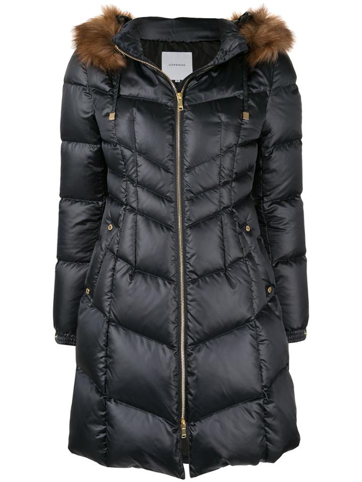 Loveless Padded Trimmed Puffer Coat - Blue