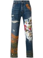 Dolce & Gabbana Royal Graffiti Print Jeans - Blue