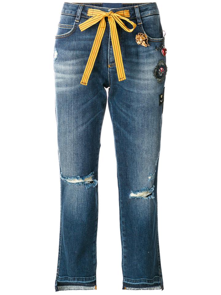 Ermanno Scervino Embellished Cropped Jeans - Blue