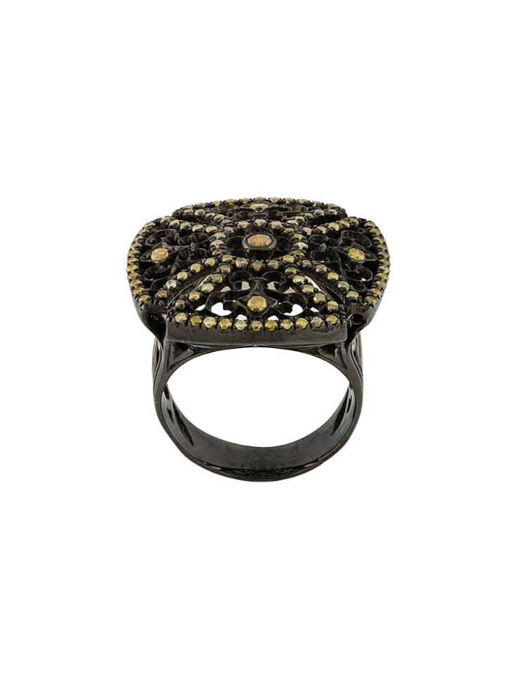 Loree Rodkin 18kt Black Gold And Diamond Square Ring