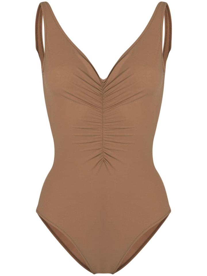 Toteme Gathered Detail Swimsuit - Brown