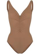Toteme Gathered Detail Swimsuit - Brown