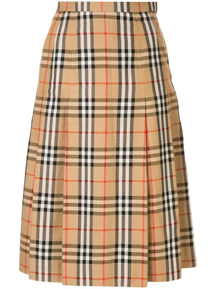 Burberry Pre-owned House Check Pleated Skirt - Brown