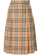 Burberry Pre-owned House Check Pleated Skirt - Brown