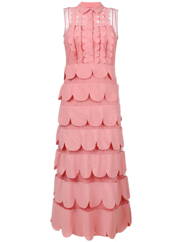Red Valentino Scalloped Ruffle Shirt-dress, Women's, Size: 44, Pink/purple, Polyester