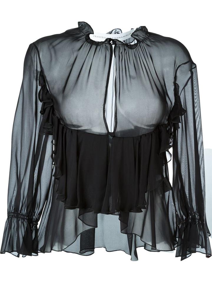 Francesco Scognamiglio Frilled Drop Slit Blouse