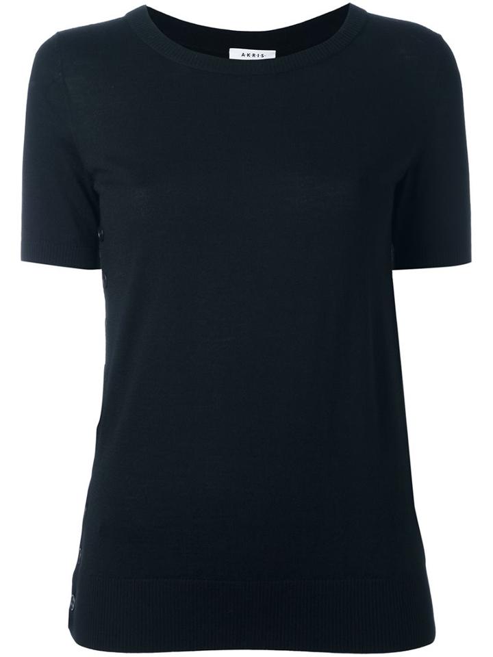 Akris Punto Short Sleeve Knitted Top, Women's, Size: 36, Black, Wool