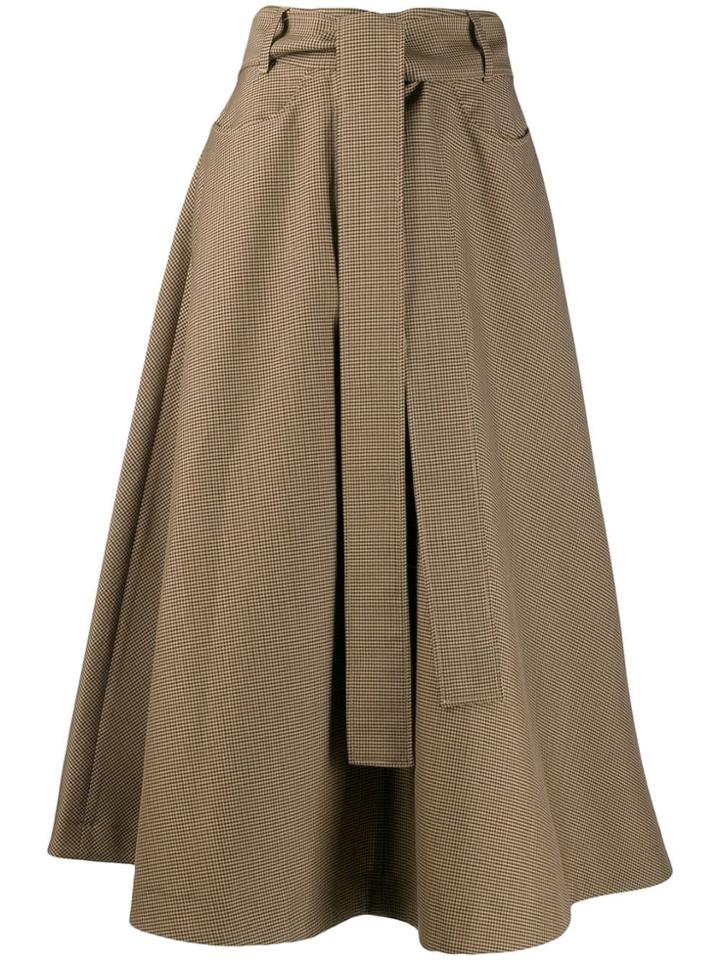 Msgm Belted High-waisted Skirt - Brown