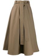 Msgm Belted High-waisted Skirt - Brown