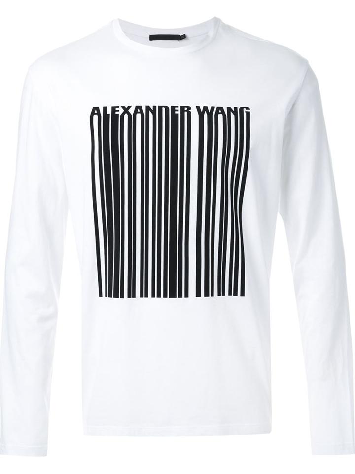 Alexander Wang Barcode Logo T-shirt, Men's, Size: 46, White, Cotton