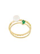 Wouters & Hendrix Gold Pearl & Emerald Set Of Rings - Metallic
