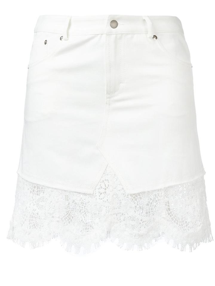 Mcq Alexander Mcqueen Frayed Edge Skirt, Women's, Size: 38, White, Cotton/polyamide
